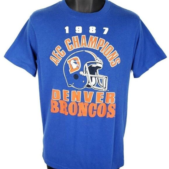 Denver Broncos T Shirt Vintage 80s 1987 Champions NFL Football Super Bowl XXII - Picture 1 of 6